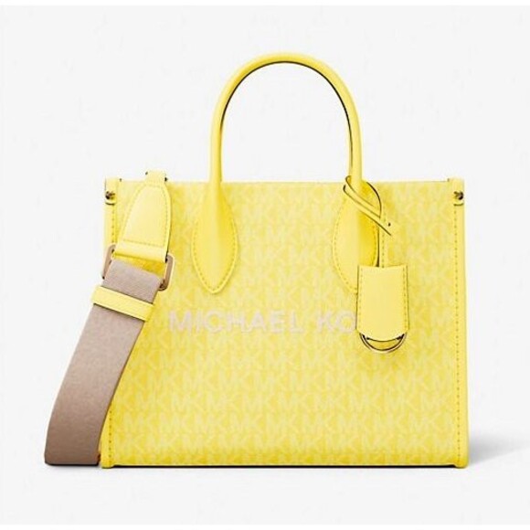 New Michael Kors Mirella Small Signature Logo Crossbody Bag Daisy Yellow - Picture 1 of 5